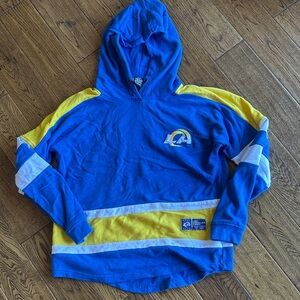 La Rams NFL Blue and Yellow Hoodie with Logo ladies medium